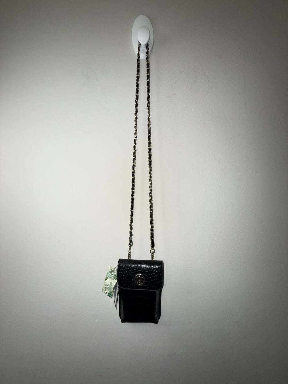 Studio Badgley Mischka Black Croc Embossed Vegan Leather Phone Case
